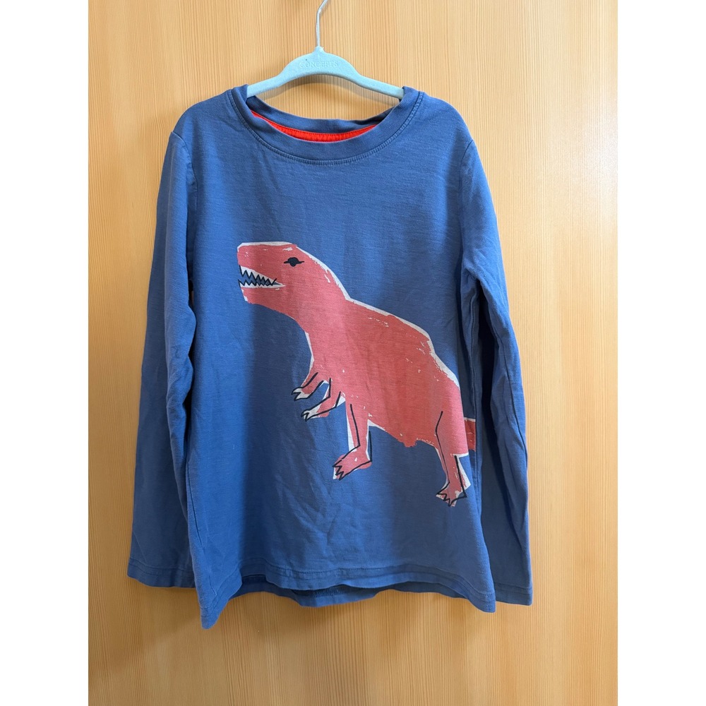 Tea Collection Boys Blue Pink T-Rex Dinosaur Long Sleeve Graphic Tee Shirt Sz 8
